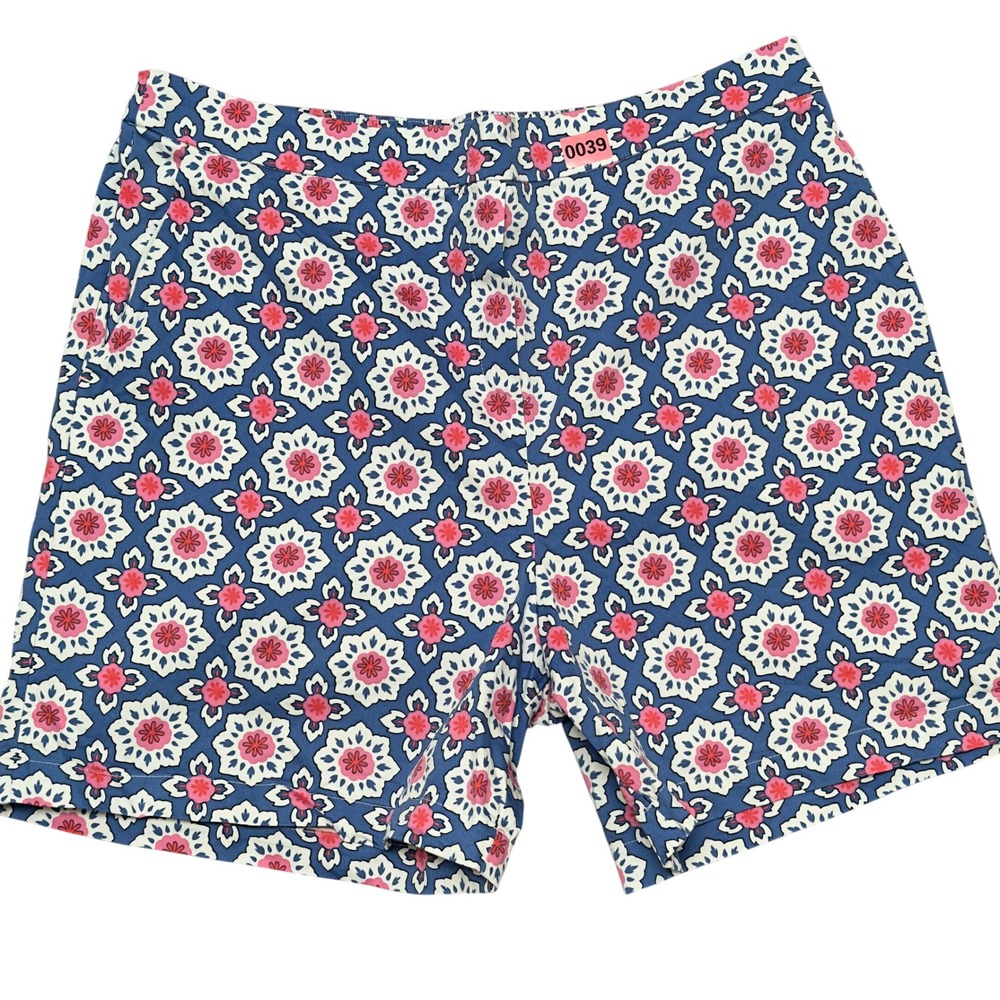 BODEN Shorts Womens 14 DANBY Mosaic Floral Geo Golf Pull On Chino Cotton Blend